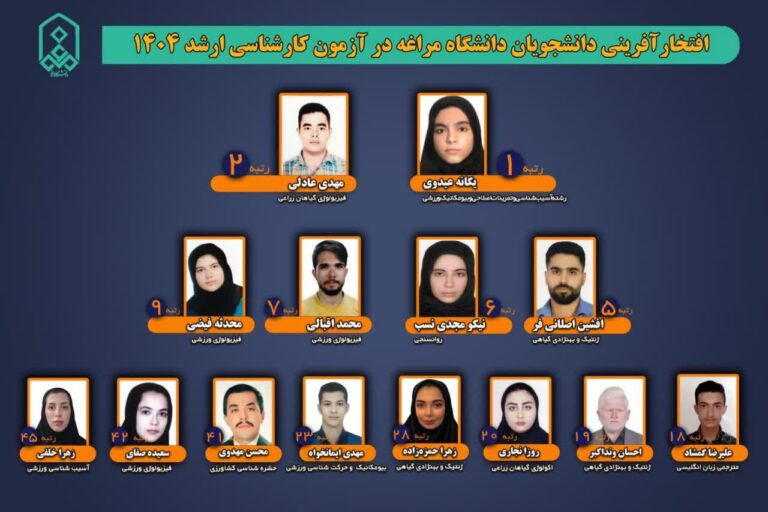 درخشش دانشجویان دانشگاه مراغه در کنکور کارشناسی ارشد ۱۴۰۴