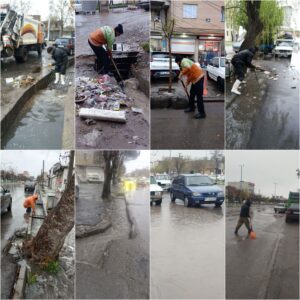 رفع سریع آب‌گرفتگی معابر مراغه پس از بارش شدید