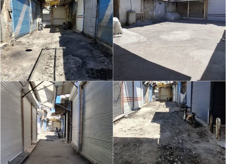 سنگفرش بازار مراغه با مشارکت کسبه